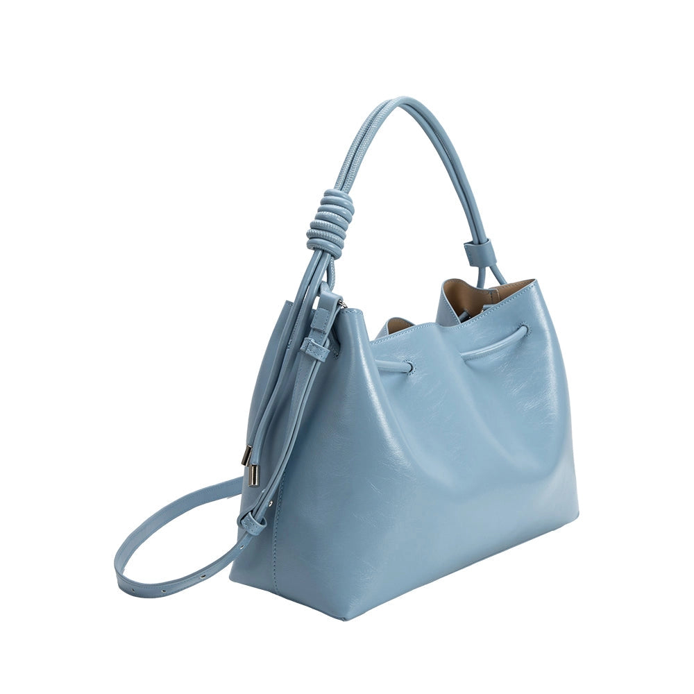 Margot Blue Textured Convertible Vegan Leather Crossbody & Shoulder Bag | Melie Bianco