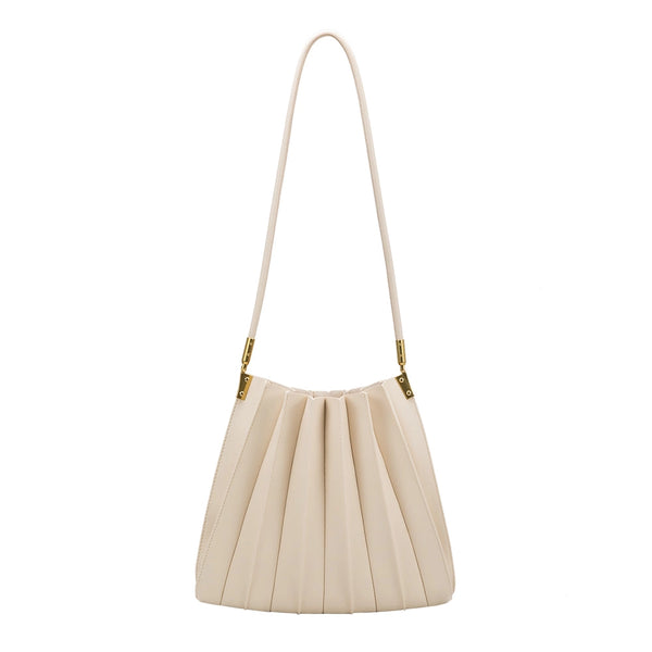 Carrie Ivory Pleated Vegan Leather Shoulder Bag | Melie Bianco (Copy)