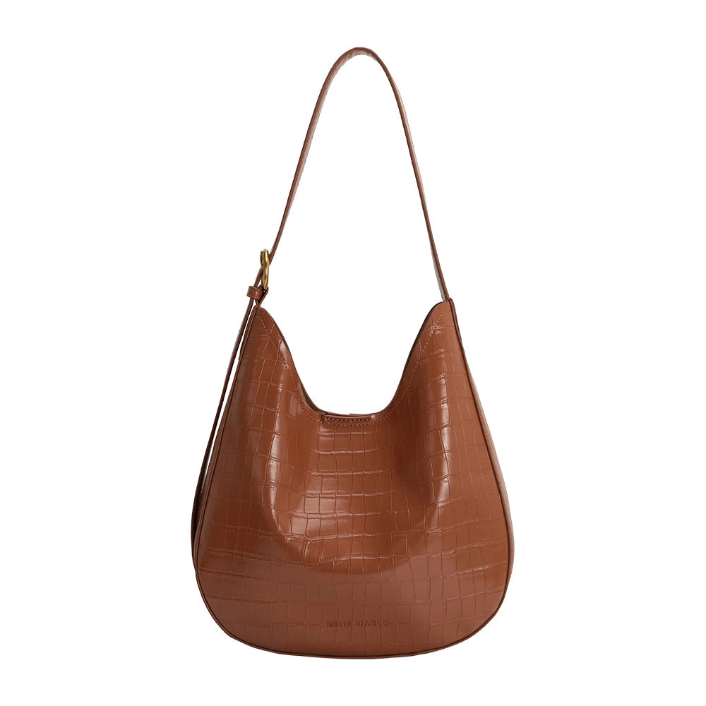 Stefanie Camel Croc Embossed Vegan Leather Shoulder Bag | Melie Bag