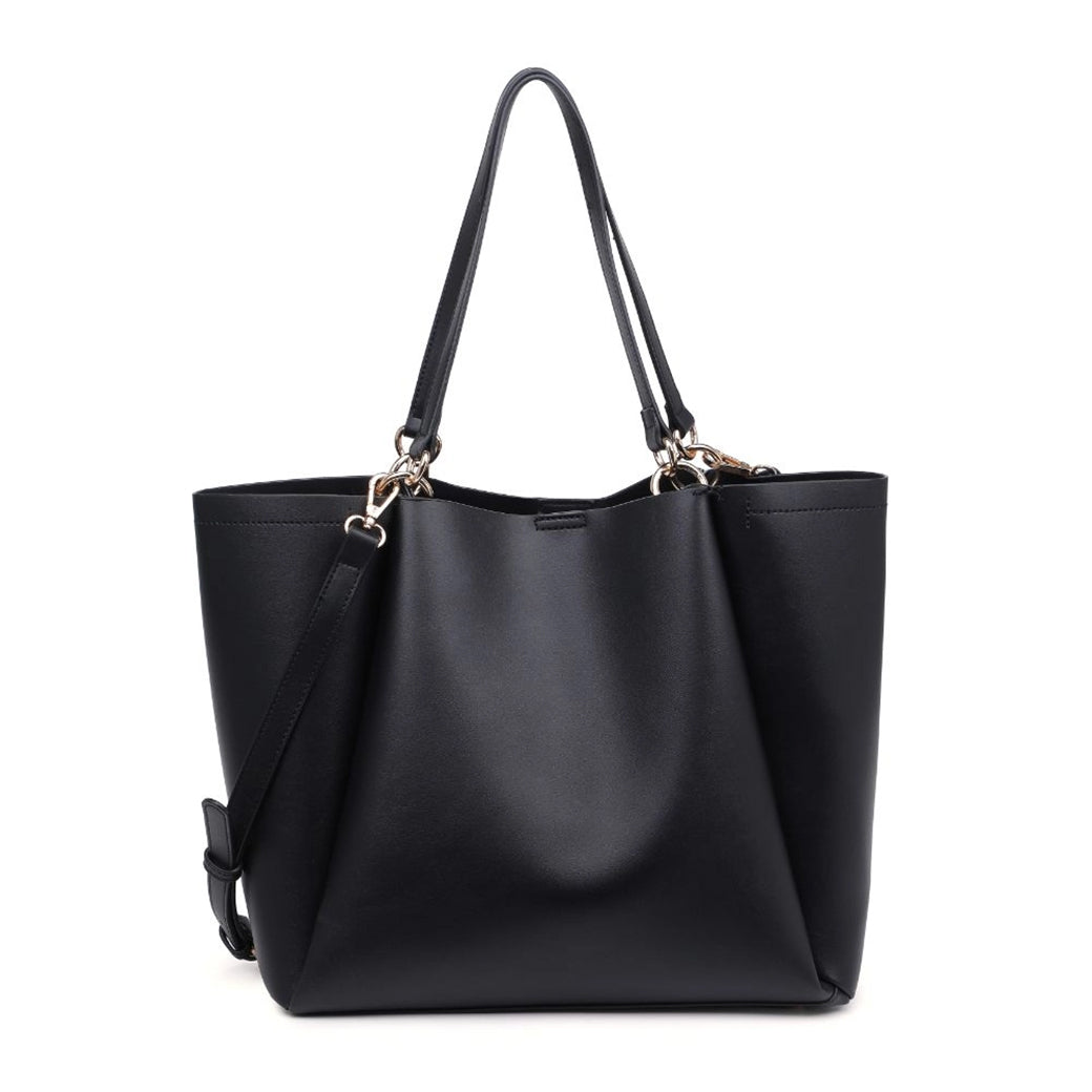 Brooklyn Tote - Versatile Black Vegan Leather Bag with Adjustable Strap | Moda Luxe