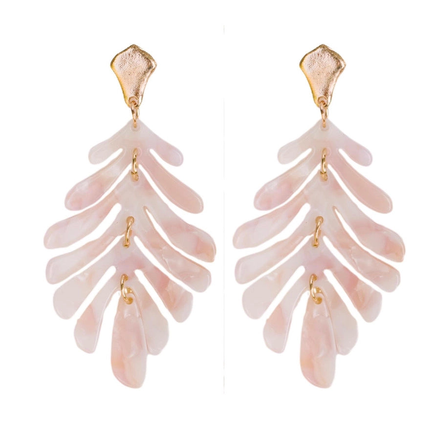 Pink Petite Palm Statement Drop Earrings | St Armands Designs of Sarasota