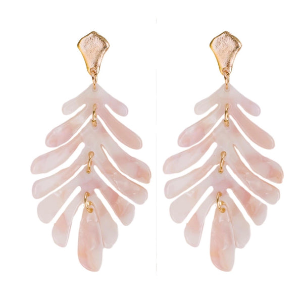 Pink Petite Palm Statement Drop Earrings by St Armands Designs of Sarasota