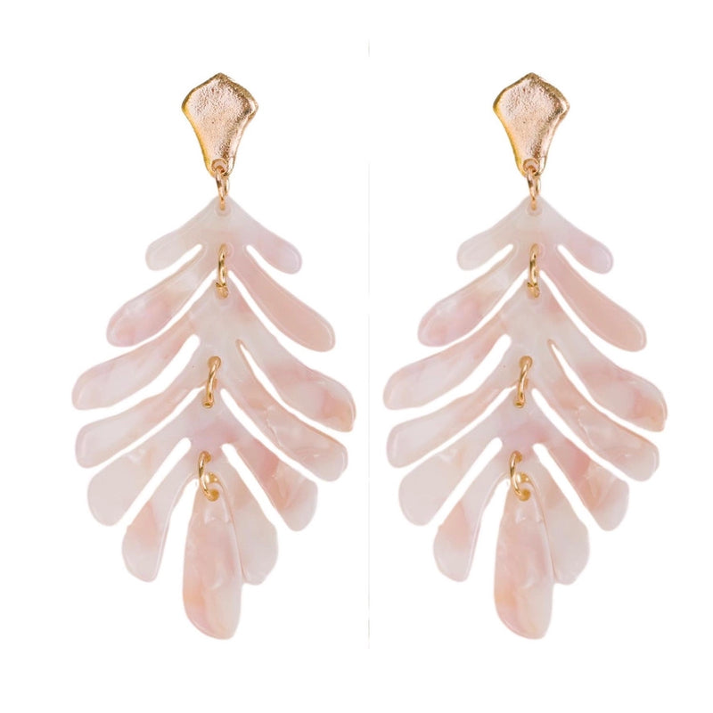 Pink Petite Palm Statement Drop Earrings by St Armands Designs of Sarasota
