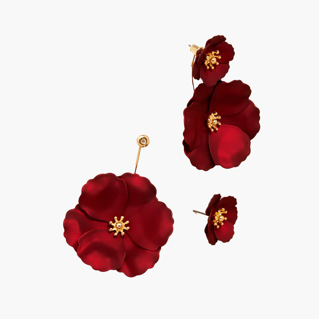 Metallic Elegant Hand-Painter Metallic Floral Drop Earrings | ZENZII