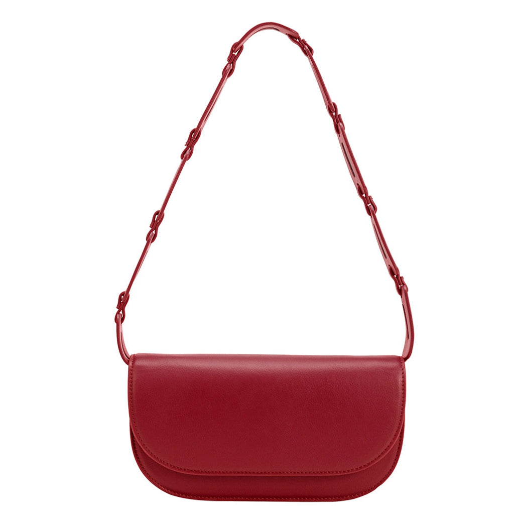Inez Red Vegan Leather Shoulder Bag | Melie Bianco