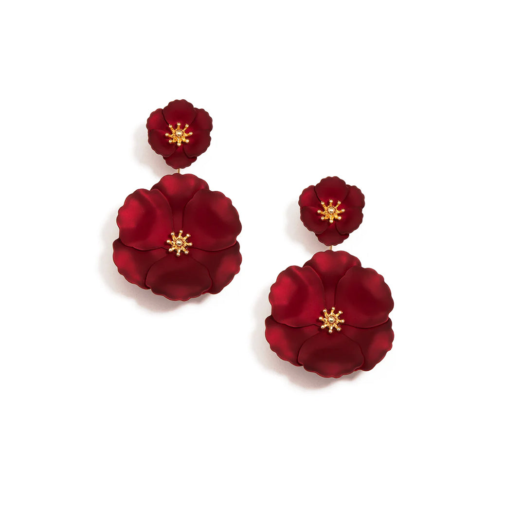 Metallic Elegant Hand-Painter Metallic Floral Drop Earrings | ZENZII