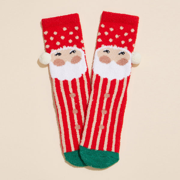 Santa & Reindeer Holiday Socks Set 4 Pairs - Christmas Gift Socks