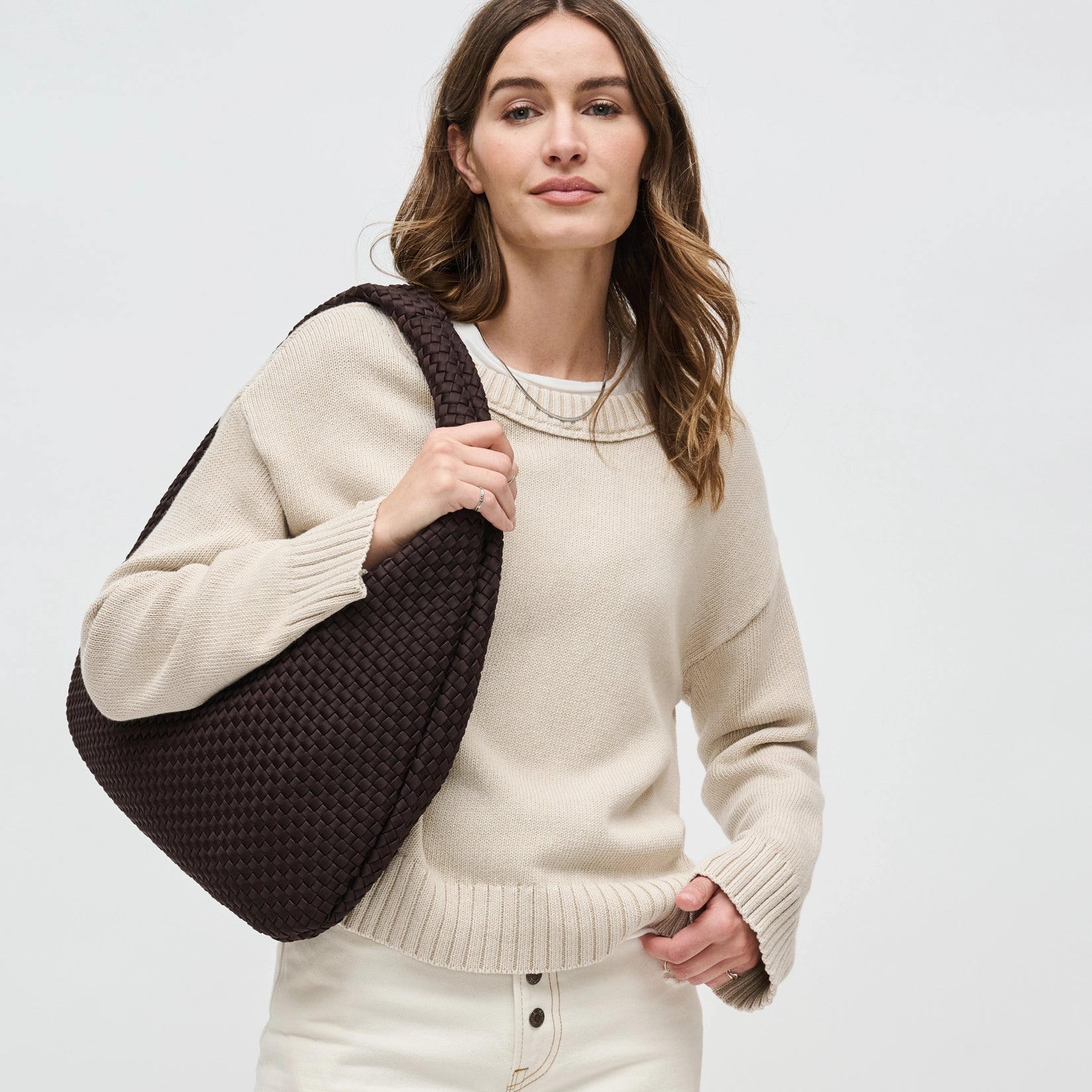 Dare To Dream Large Brown Woven Neoprene Hobo | SOL AND SELENE