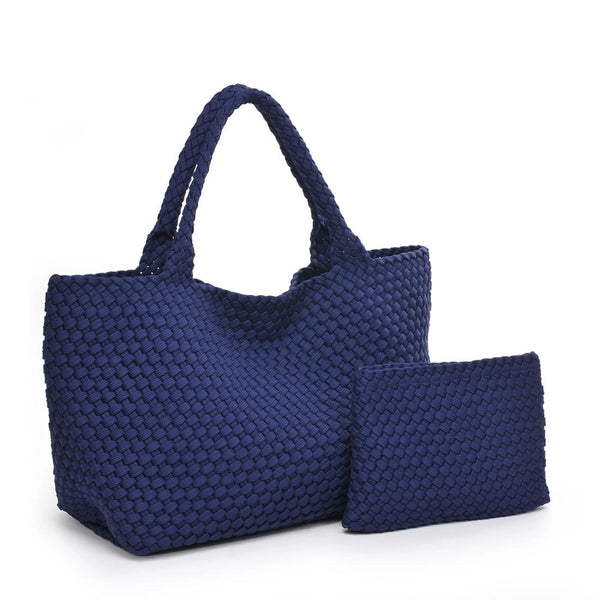Sky's The Limit - Navy Large Laced Up Eco-Edition Tote | SOL and SELENE