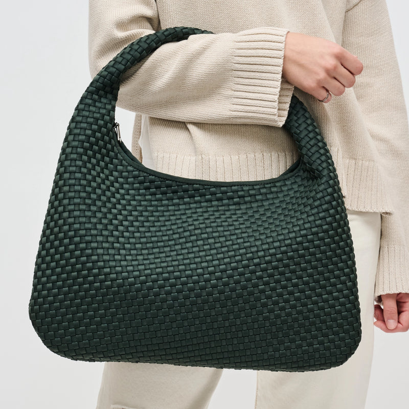 Dare To Dream - Large Dark Green Woven Neoprene Hobo | SOL AND SELENE