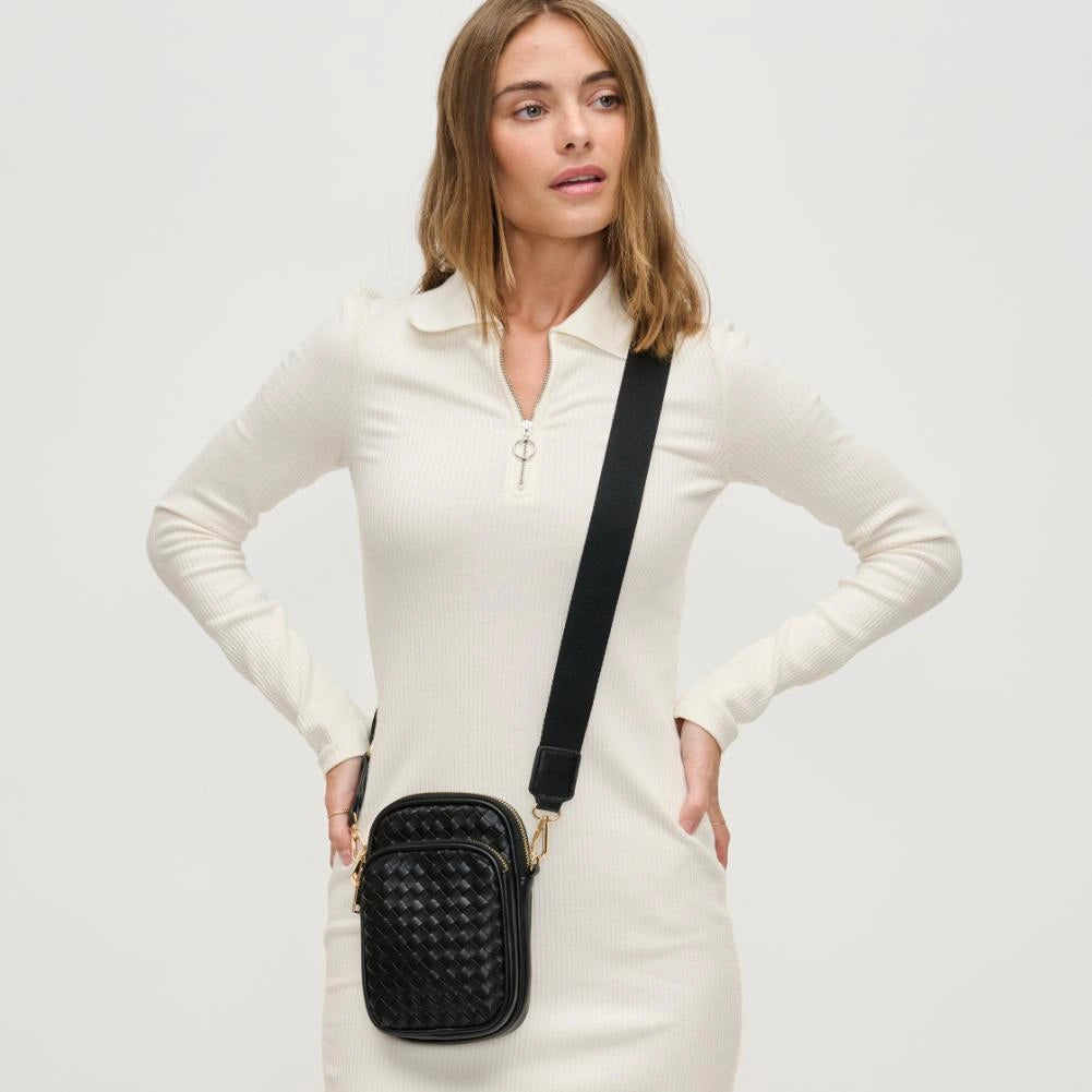 Celeste Black Woven Multi Compartment Crossbody | Urban Expressions