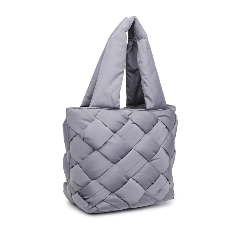 Intuition Silver North South Woven Carbon Nylon Tote | SOL AND SELENE