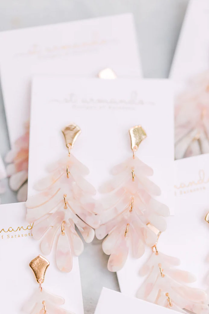Pink Petite Palm Statement Drop Earrings | St Armands Designs of Sarasota