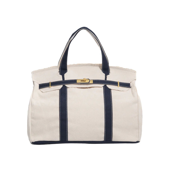 The Boatkin Canvas Tote – Handcrafted Vintage Lineman Canvas Bag with Black Trim & Gold Hardware