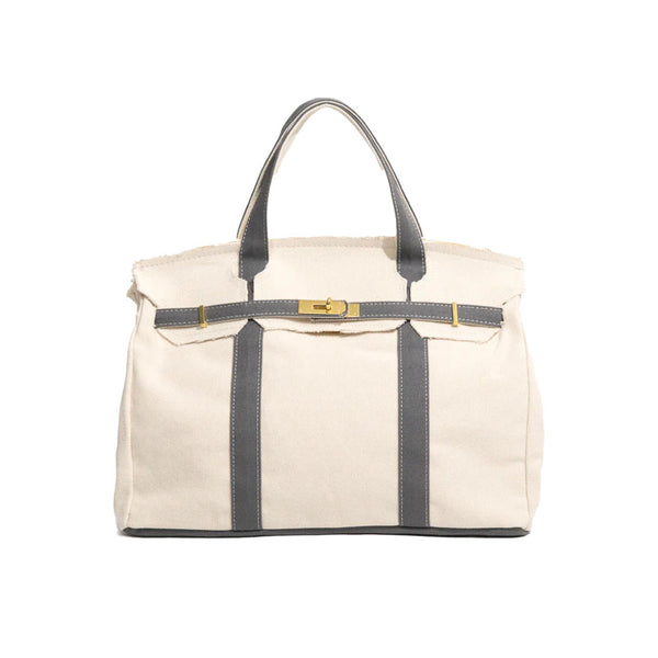 The Boatkin Canvas Tote – Handcrafted Vintage Lineman Canvas Bag with Gray Trim & Gold Hardware