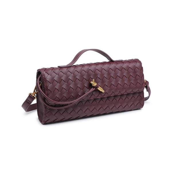 Ada Wine Top Handle Woven East-West Clutch and Crossbody Bag, Vegan Leather | Urban Expressions