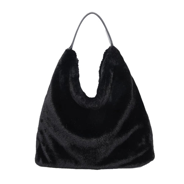 Chandler Plush Black Vegan Hobo Bag | Urban Expression