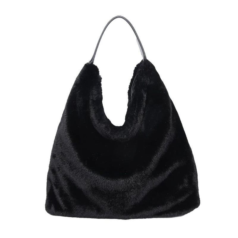 Chandler Plush Black Vegan Hobo Bag | Urban Expression