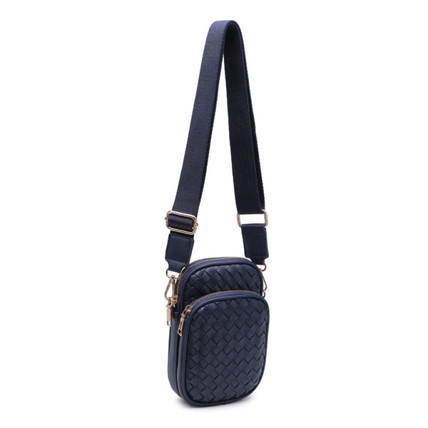Celeste Navy Woven Multi Compartment Crossbody | Urban Expressions