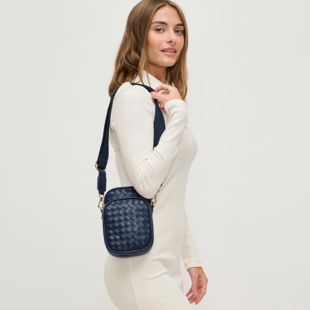 Celeste Navy Woven Multi Compartment Crossbody | Urban Expressions