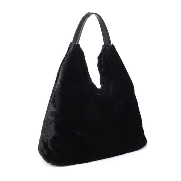 Chandler Plush Black Vegan Hobo Bag | Urban Expression