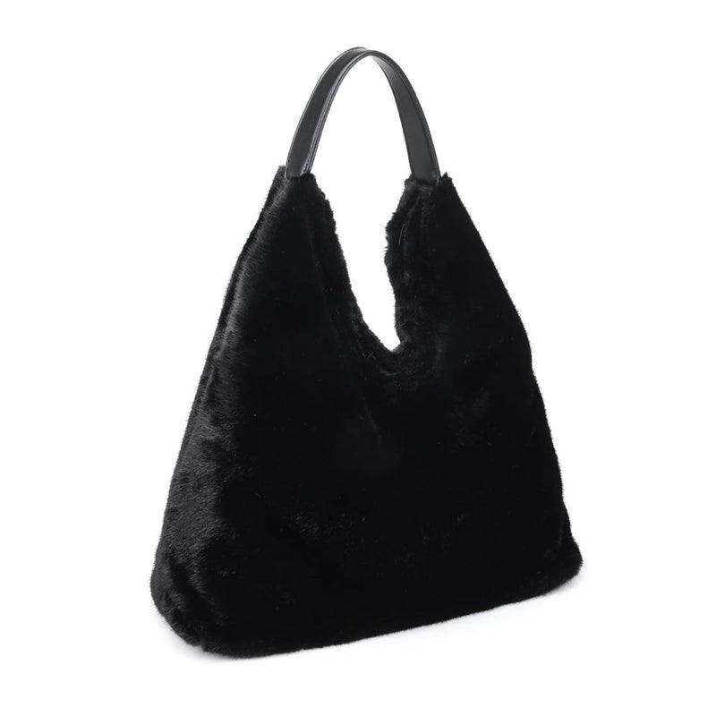 Chandler Plush Black Vegan Hobo Bag | Urban Expression
