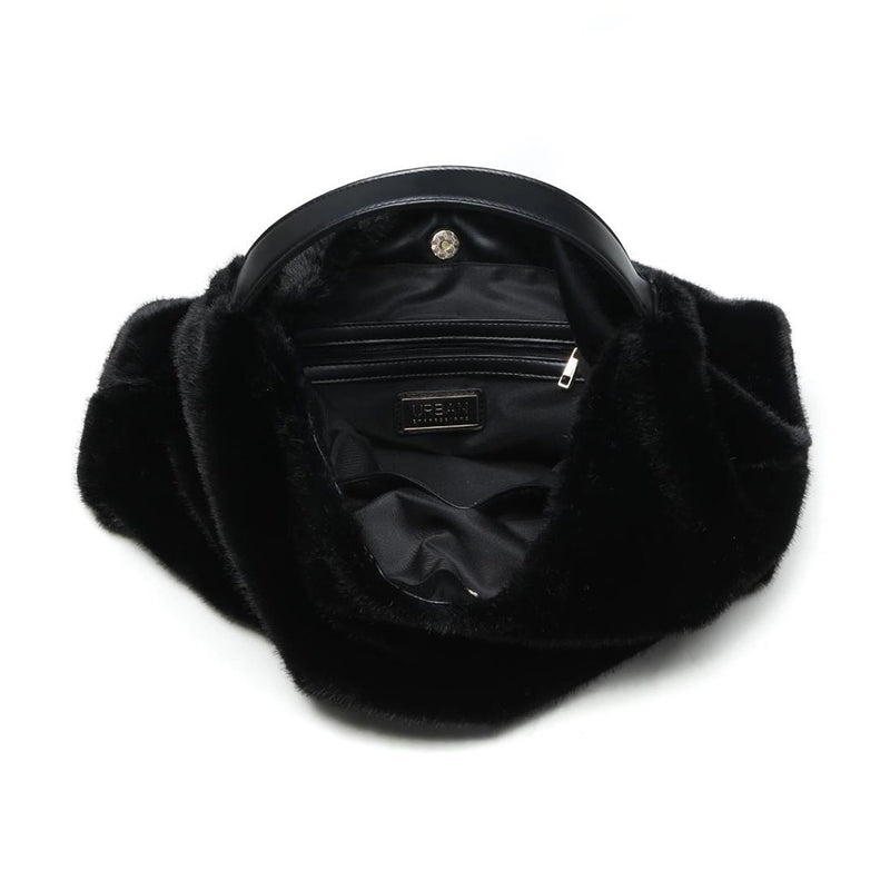 Chandler Plush Black Vegan Hobo Bag | Urban Expression