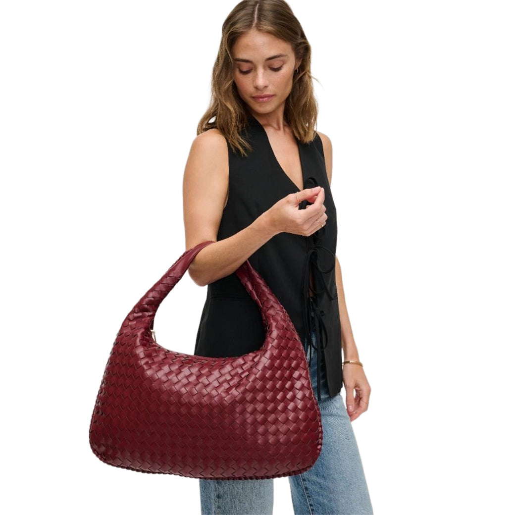 Victoria Luxury Woven Vegan Wine Hobo | Urban Expressions