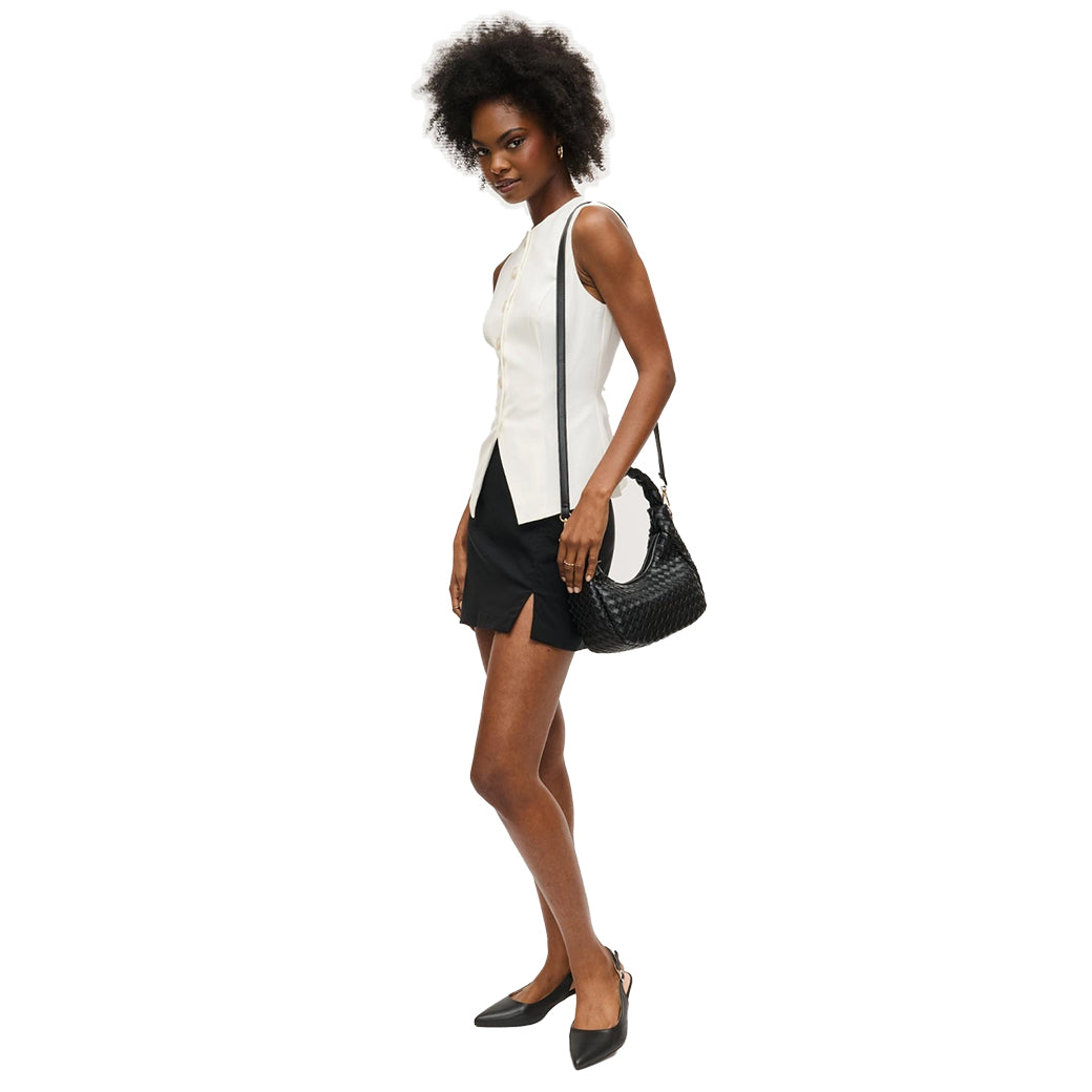 Laken Black Woven Shoulder Bag Crossbody| Urban Expressions