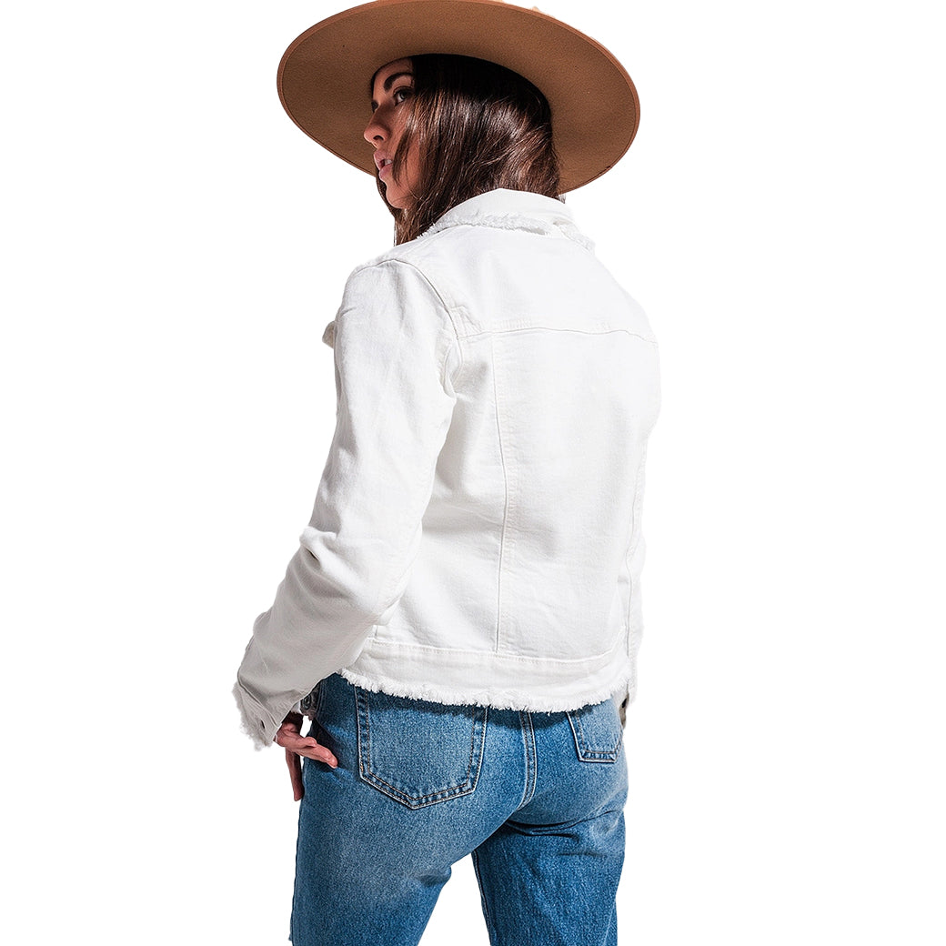 Raw Edge White Denim Jacket | Q2
