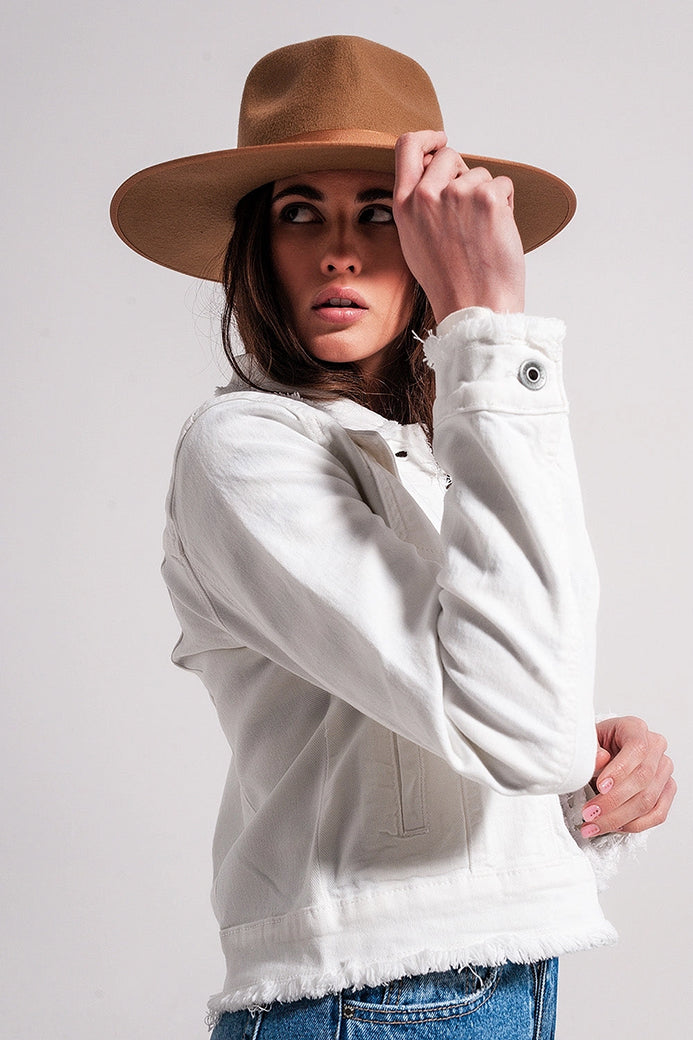 Raw Edge White Denim Jacket | Q2