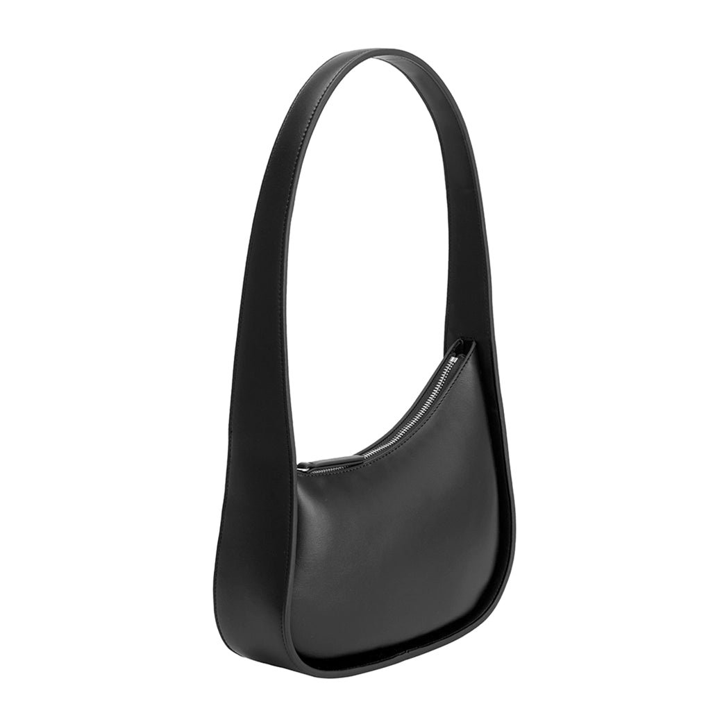 Willow Asymmetric Black Vegan Shoulder Bag | Melie Bianco
