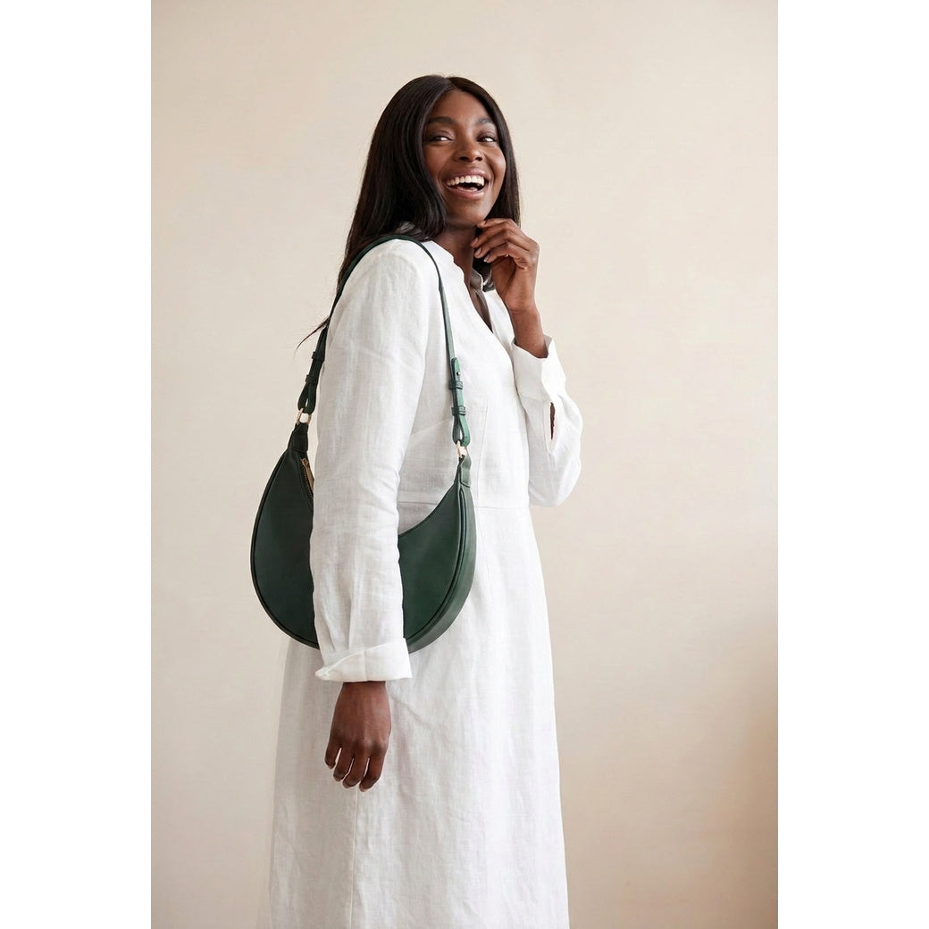 Charlotte Green Shoulder Bag with Adjustable Strap | Shiraleah