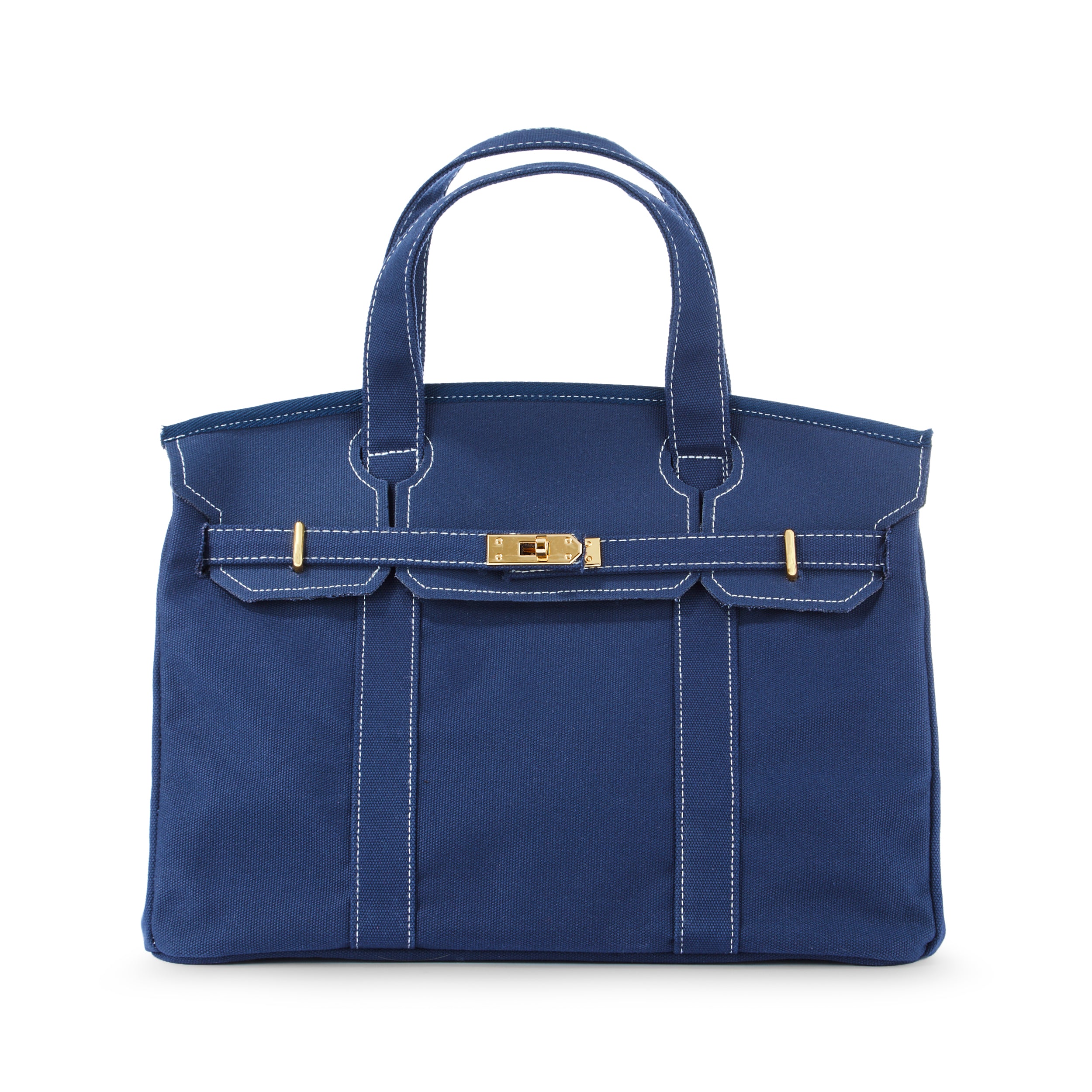 The Boatkin Canvas Tote – Canvas Bag Solid Coastal Navy & Gold Hardwar