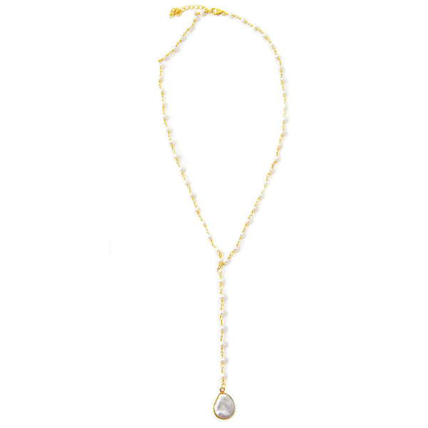 Luna Lariat Necklace Pearl
