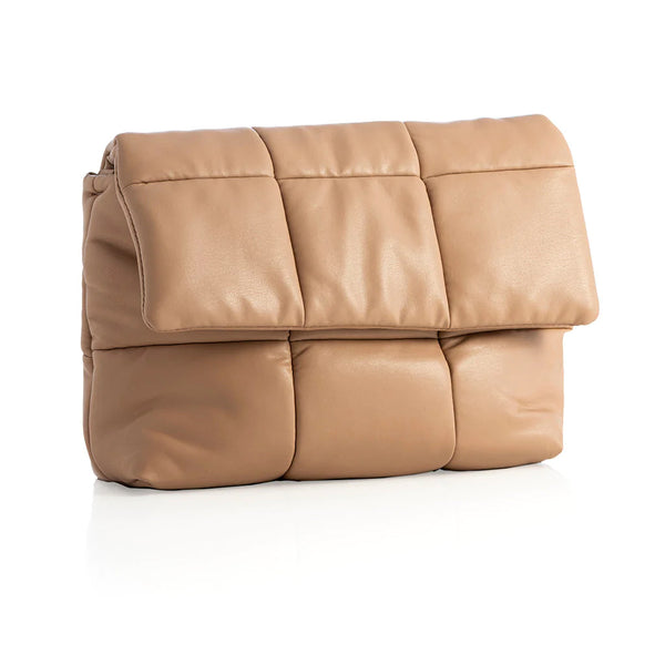 Robin Camel Vegan Puff Clutch or Cross Body | Shiraleah