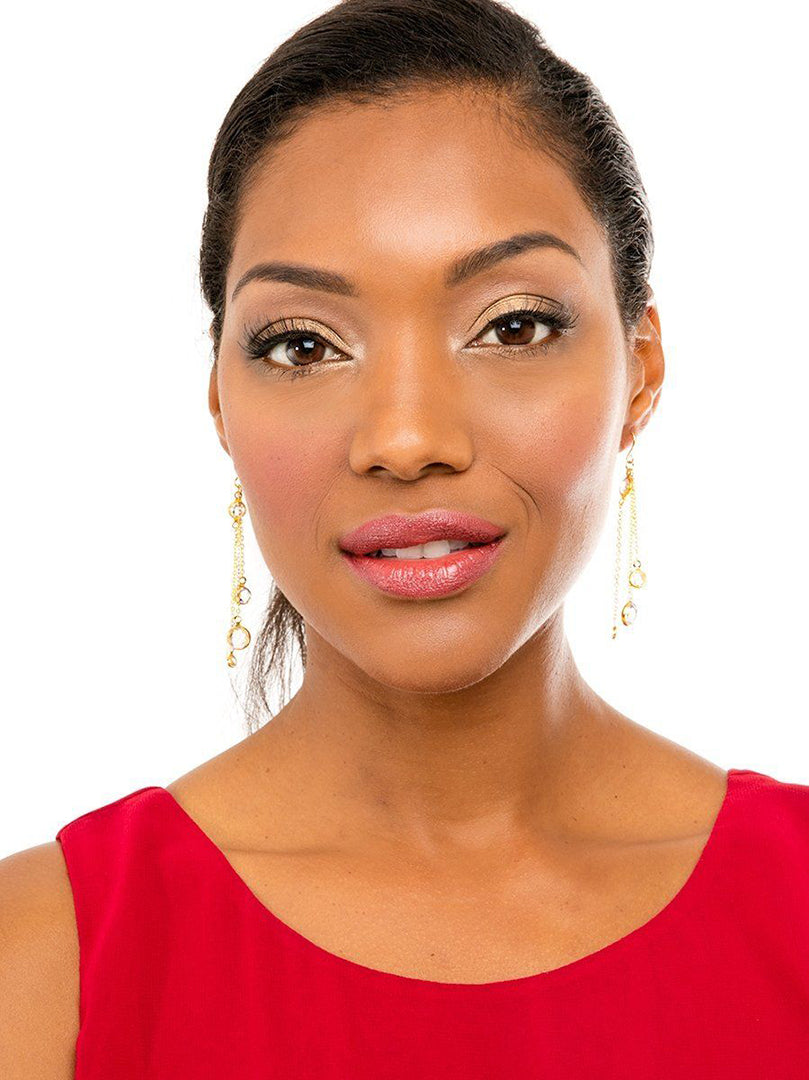 Crystal Gold Drop Earrings | ZENZII