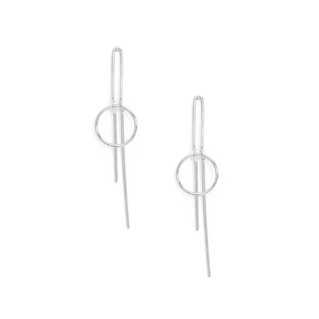 Silver Geometric Metal Drop Earring / ZENZII