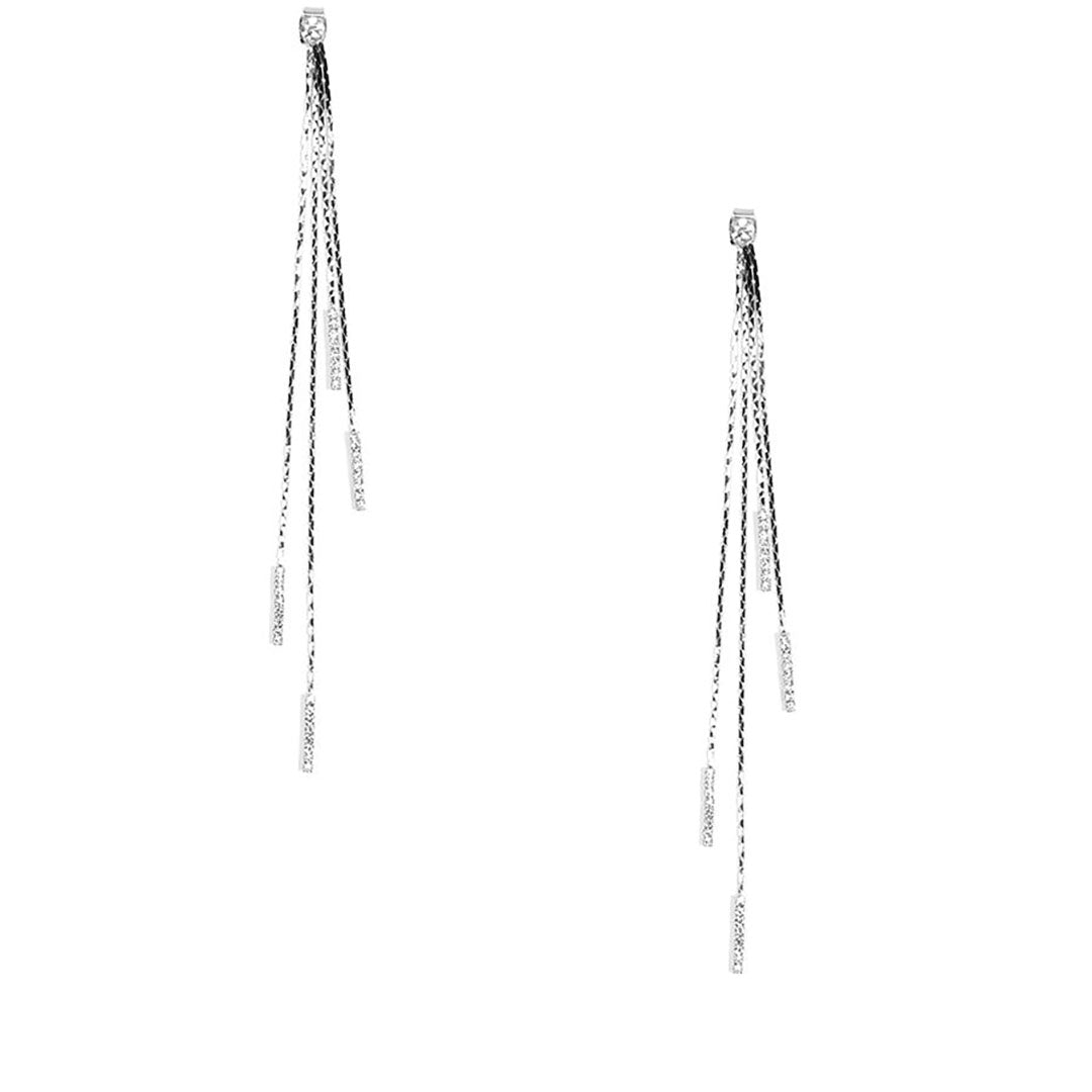 Crystal Silver Embellished Ear Jacket Statement Earrings | ZENZII