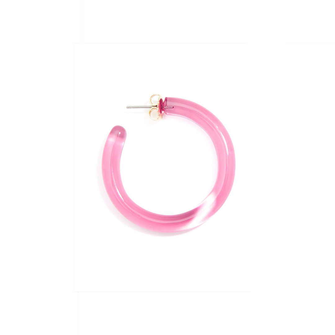 Hot Pink Classic Lucite Hoop Earrings