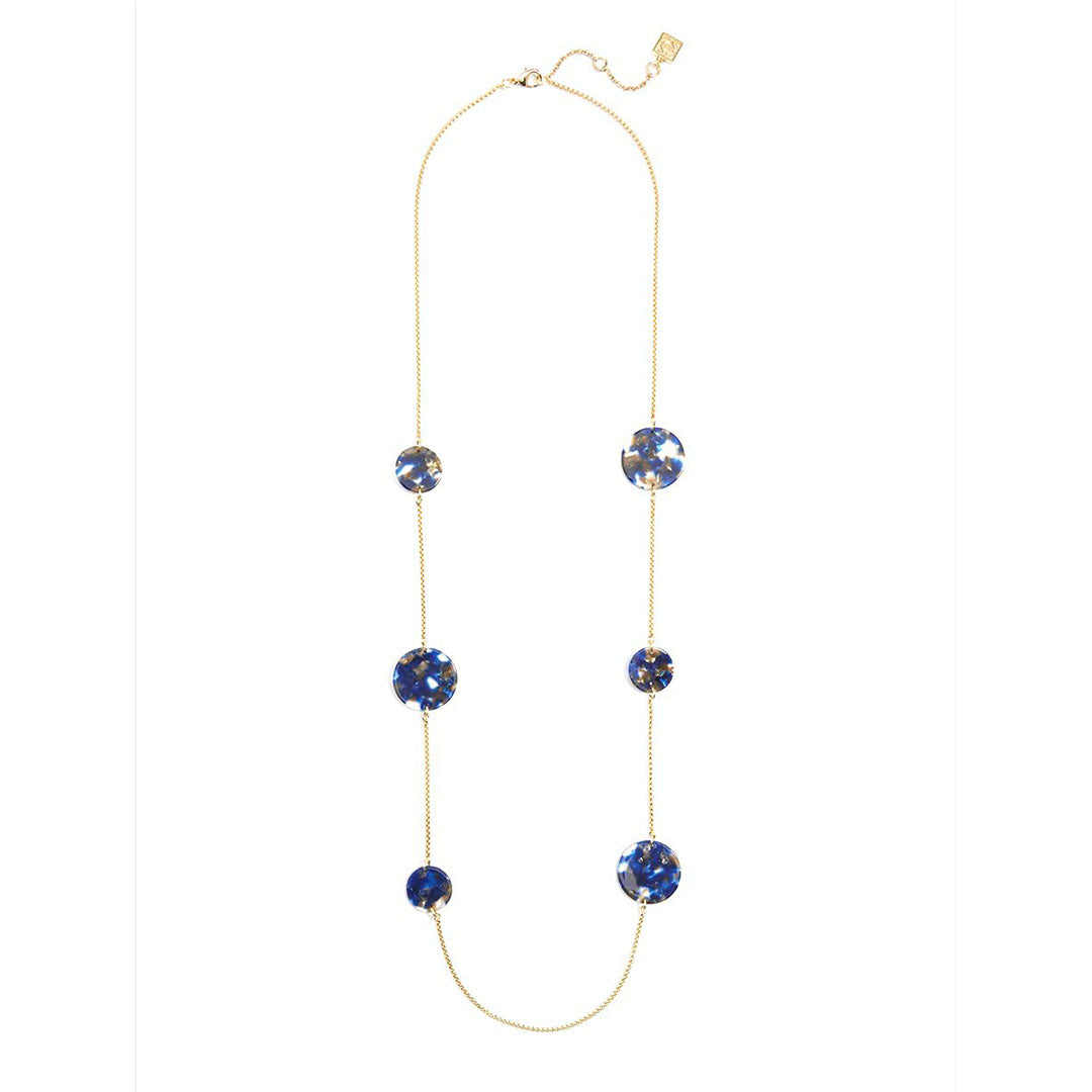 Navy Tortoise Circles Box Chain Long Necklace | ZENZII