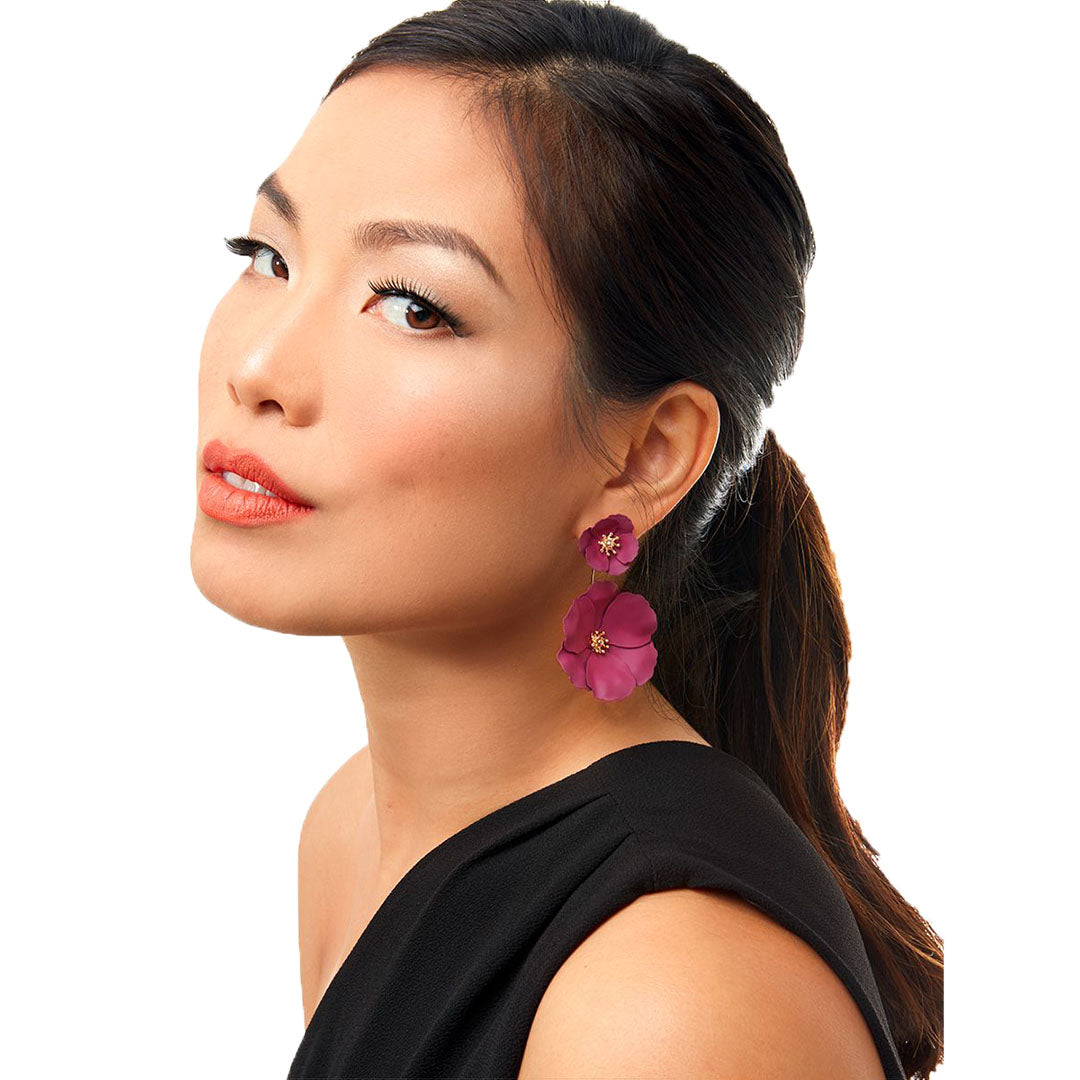 Retro Flower Power Drop Earrings in Two-Piece Jacket Style | ZENZII