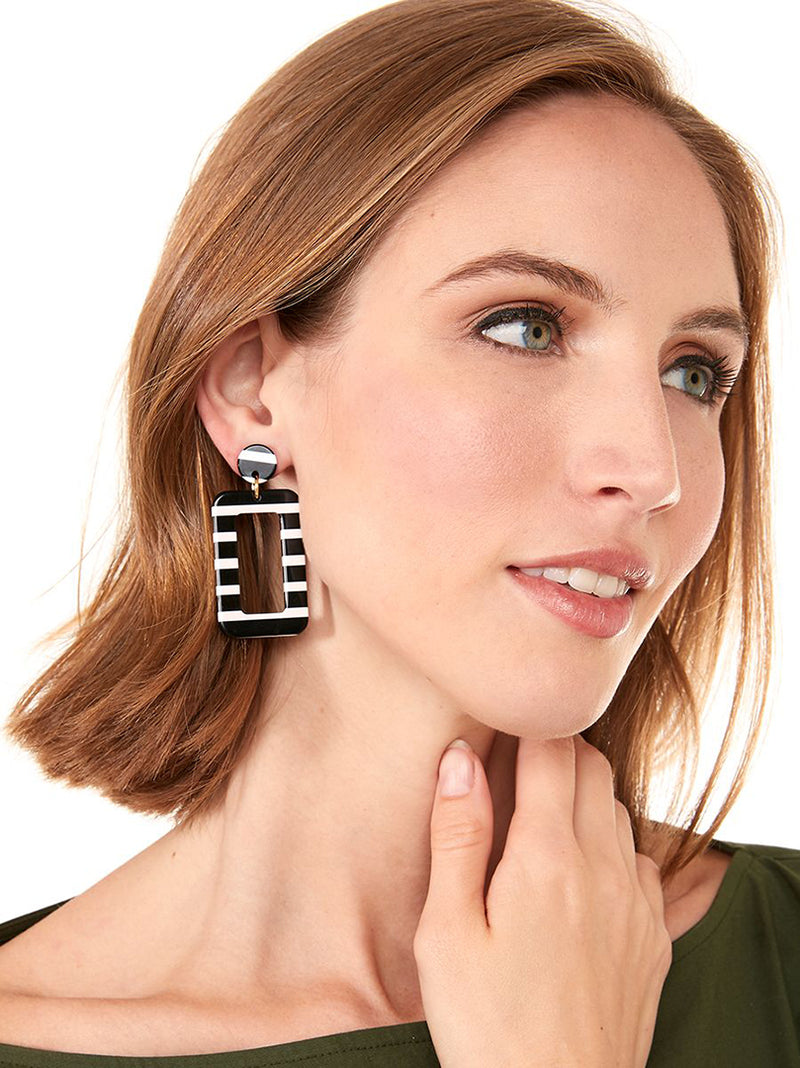 Rectangular Striped Earring