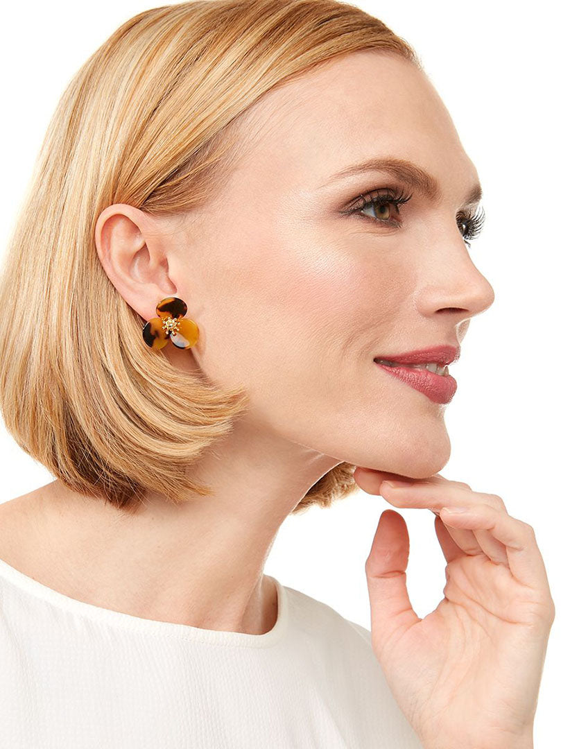 Tortoise Lotus Stud Earring | ZENZII
