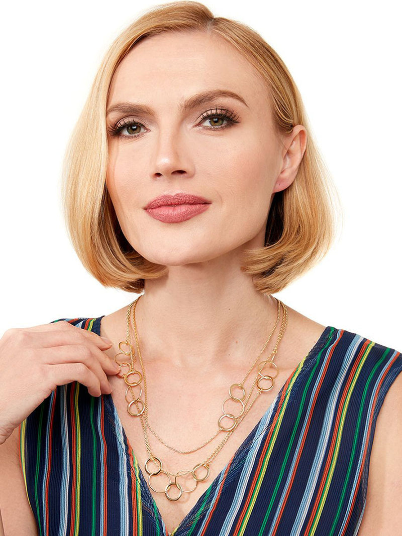 Layered Circles and Chain Collar Necklace